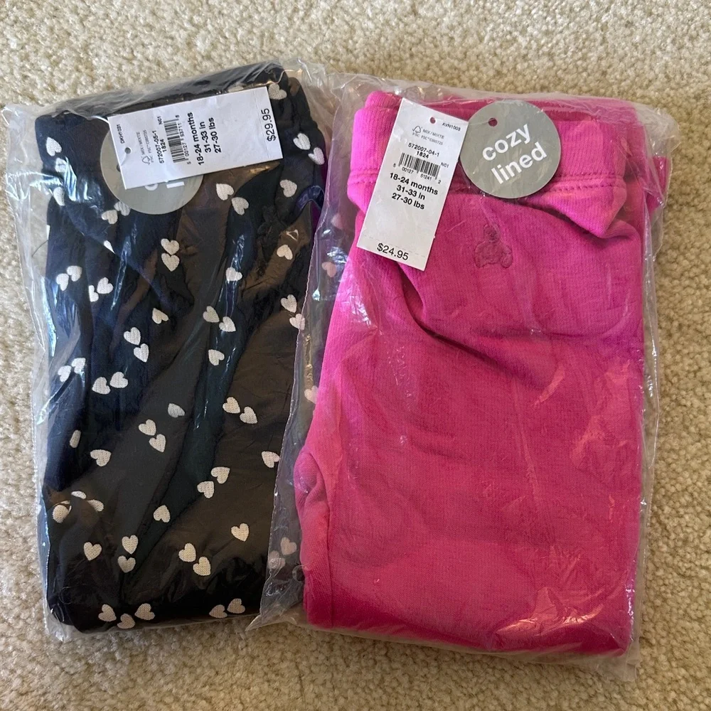 Cozy Lined Gap Baby Leggings - Pink, blue with white hearts